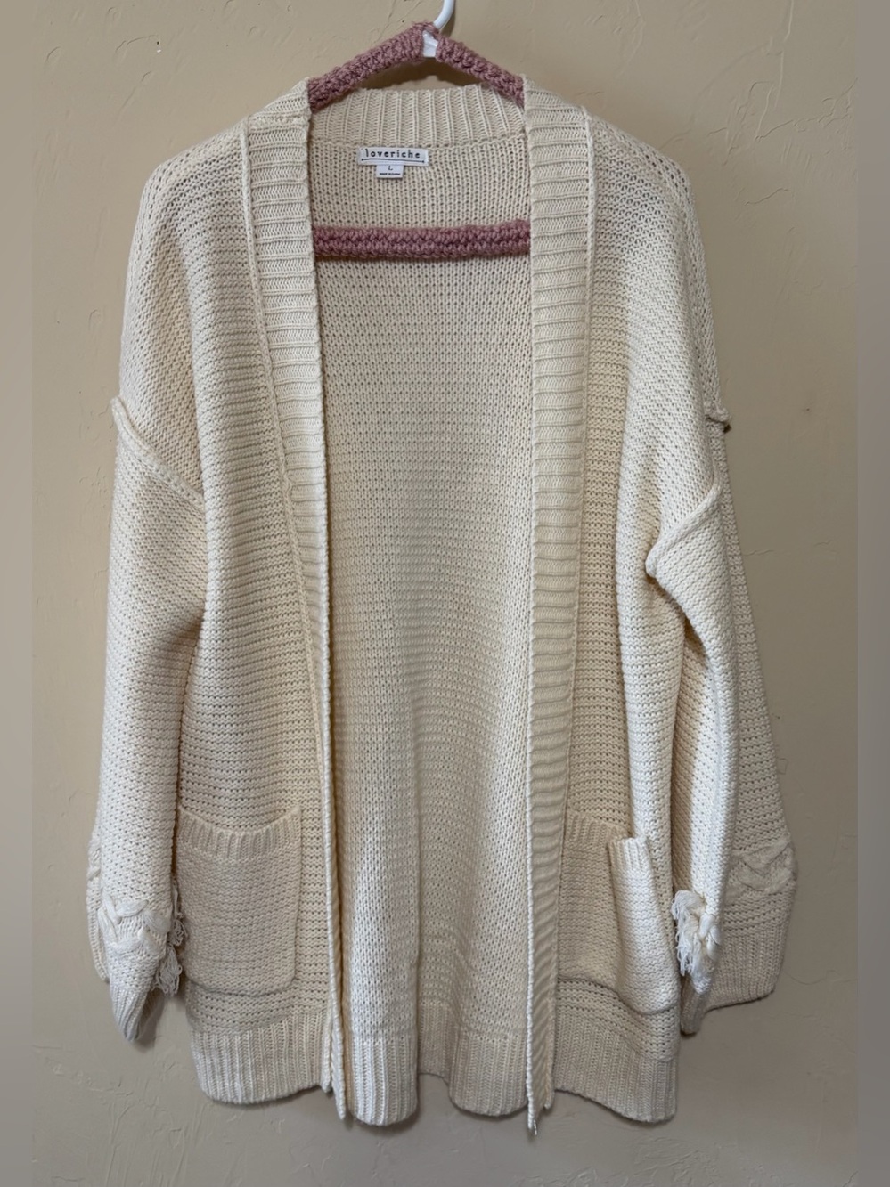 Love Riche Cream Knit Open-Front Cardigan